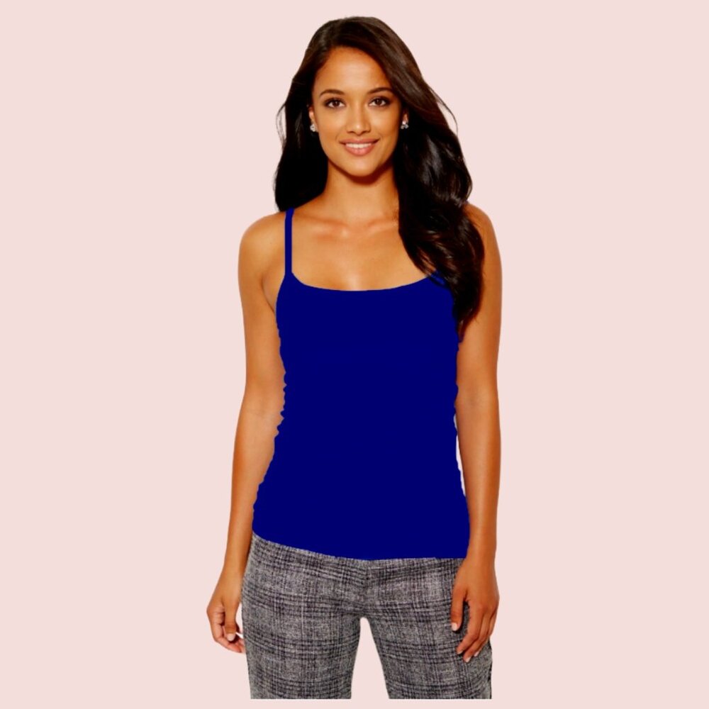 New York & Co Tank Top Bodycon Spaghetti Strap Camisole Royal Blue Shelf Bra